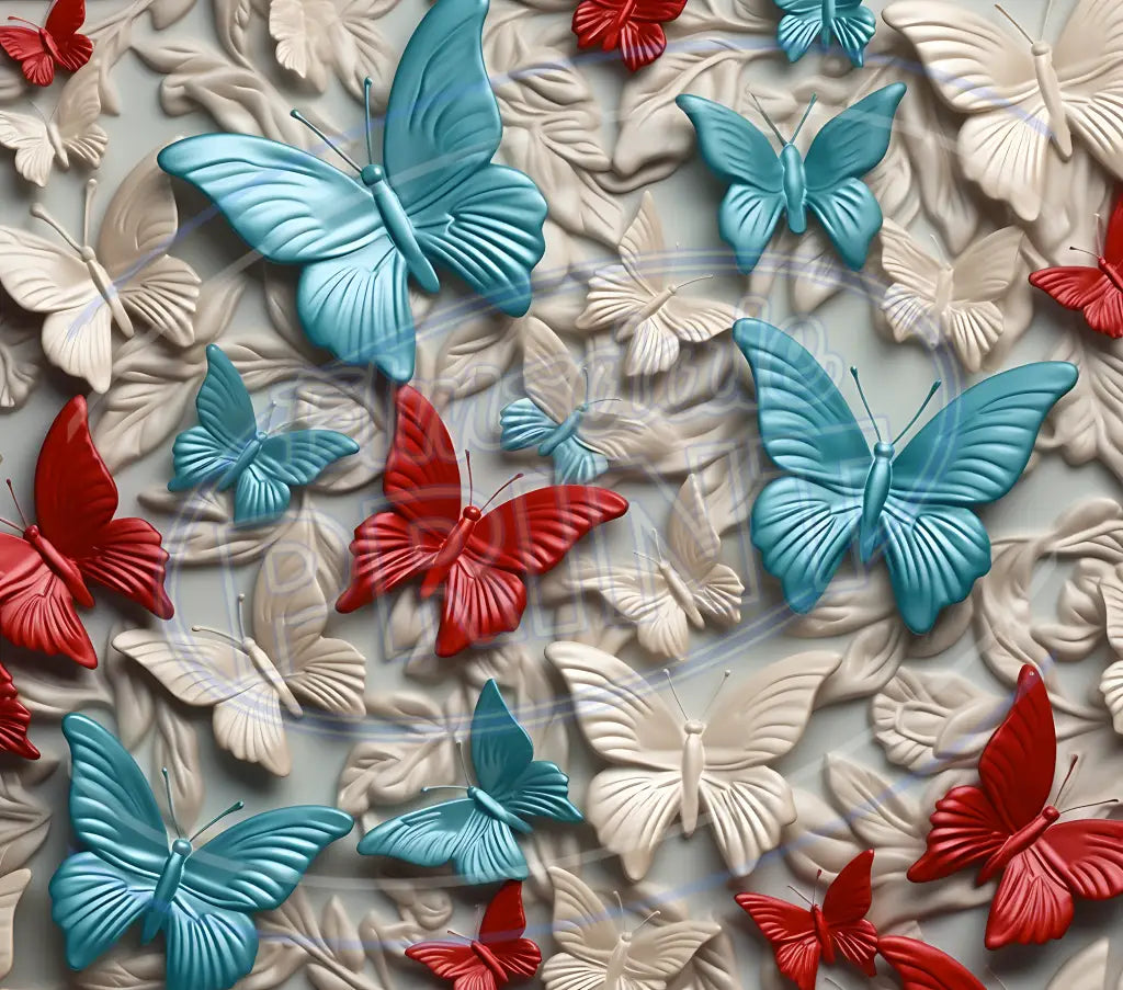3D Butterflies 012 Printed Pattern Vinyl