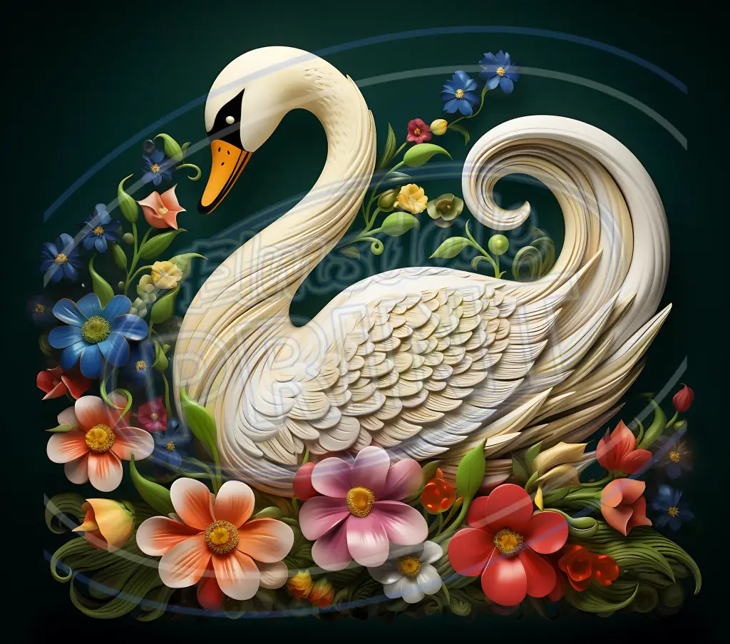 3D Swans 001 Printed Pattern Vinyl