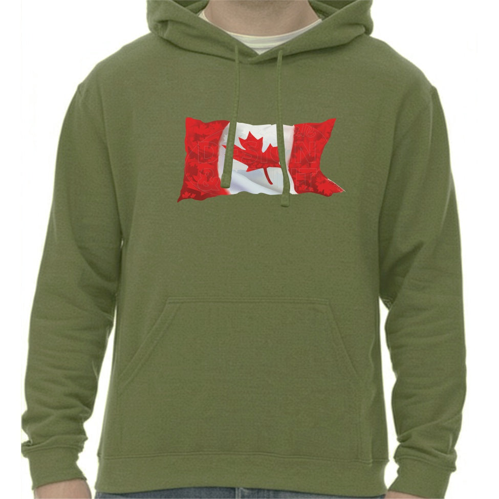 Canada Flag: Hoodies - Military Green / S