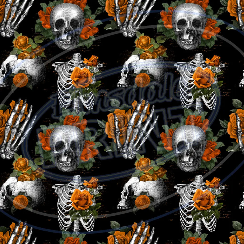 Floral Skulls 014 Printed Pattern Vinyl