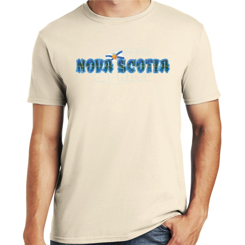 Nova Scotia Tartan Flag: Tee Shirts - Sand / S