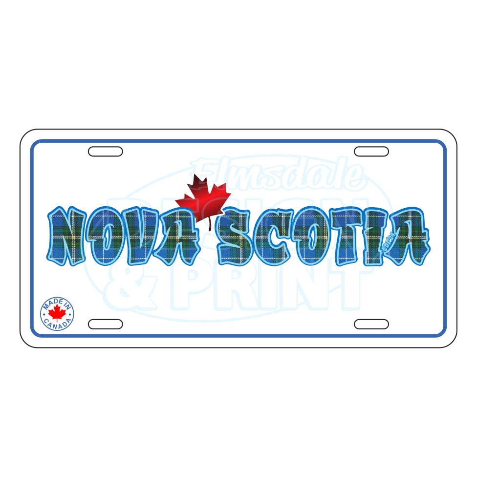Nova Scotia Tartan Maple: License Plates - 6’’ x 12’’ Aluminum License Plate / White
