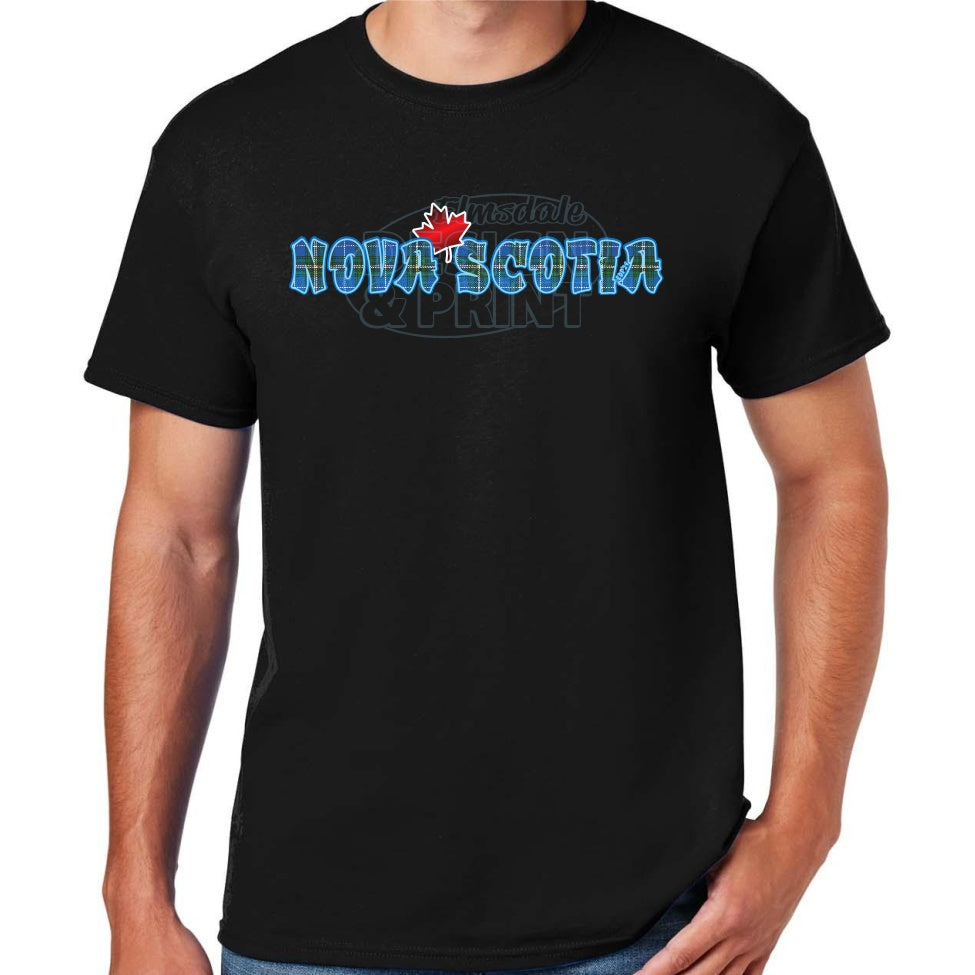Nova Scotia Tartan Maple: Tee Shirts - Black / S