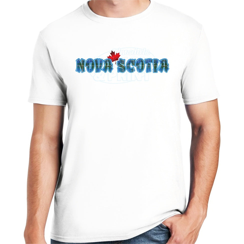 Nova Scotia Tartan Maple: Tee Shirts - White / S