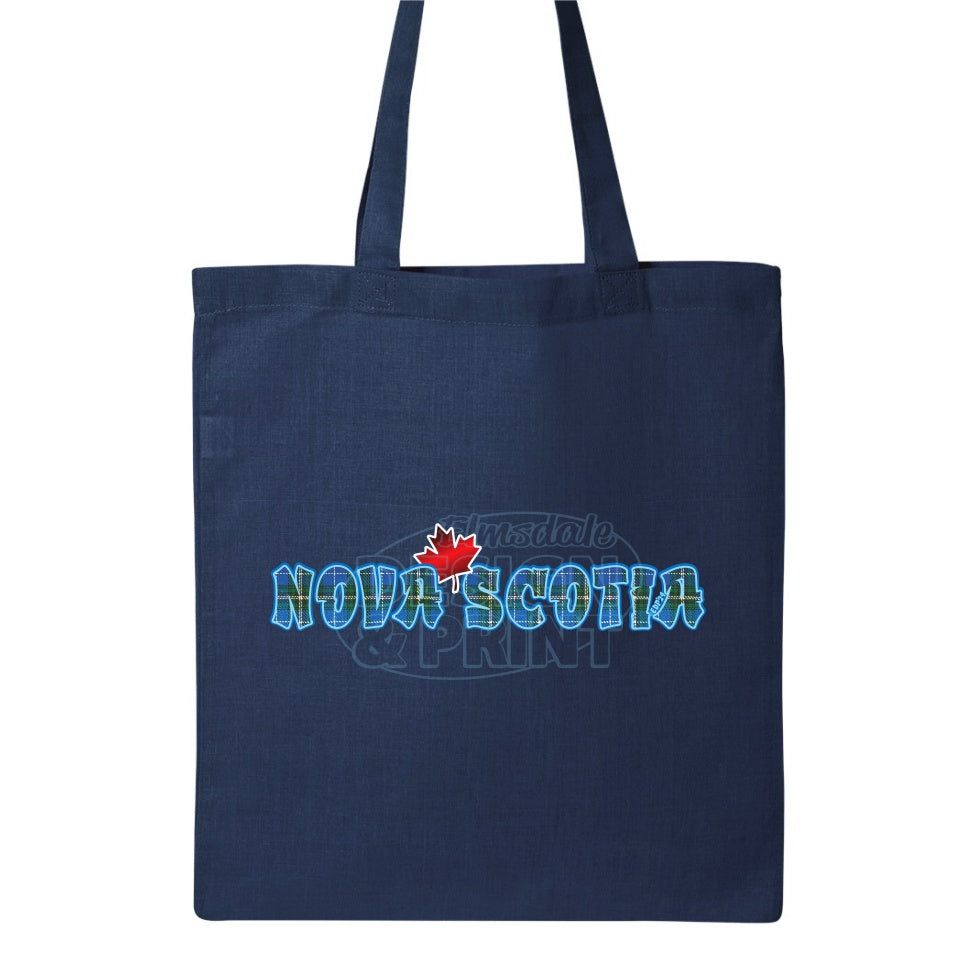Nova Scotia Tartan Maple: Tote Bags - Navy