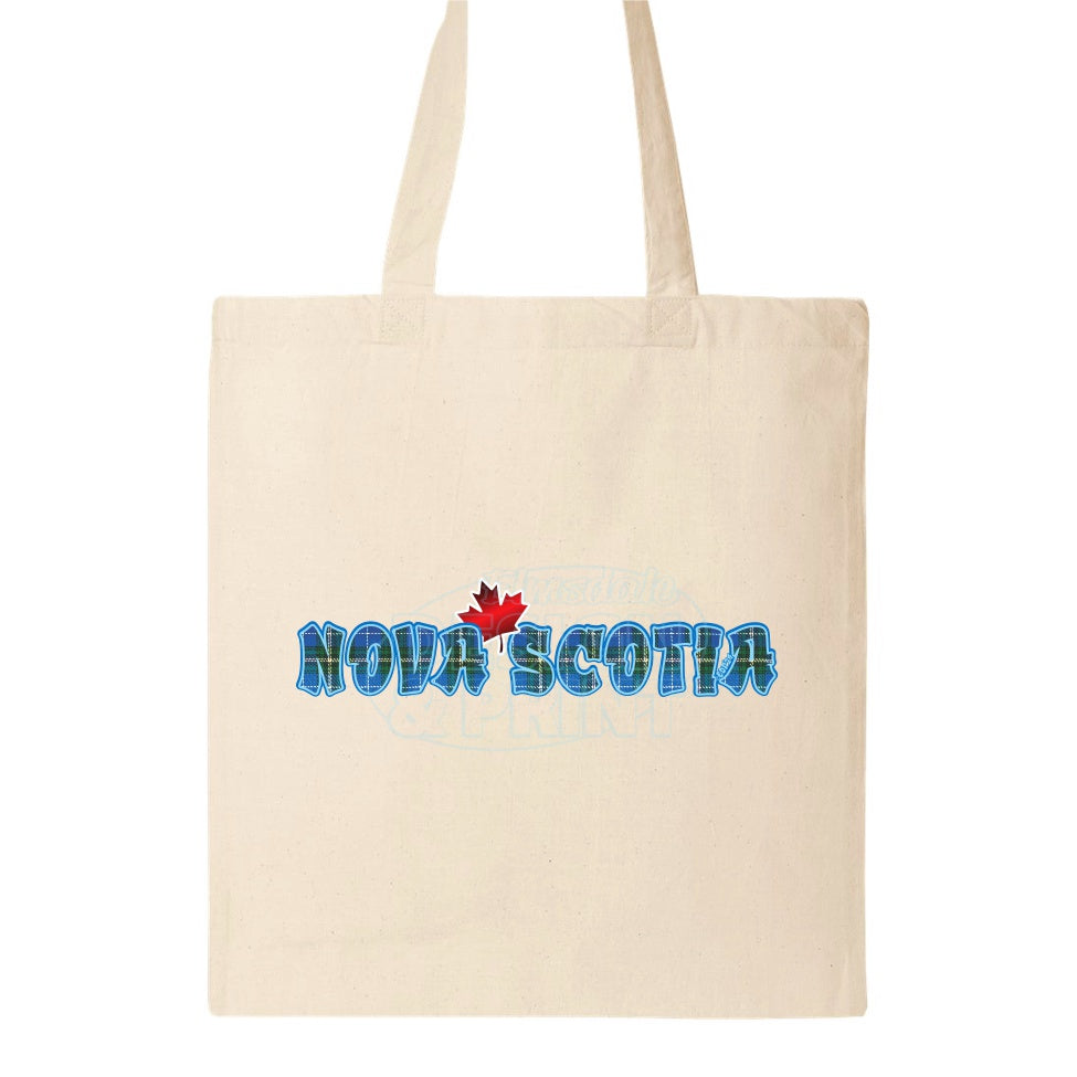 Nova Scotia Tartan Maple: Tote Bags - Sand