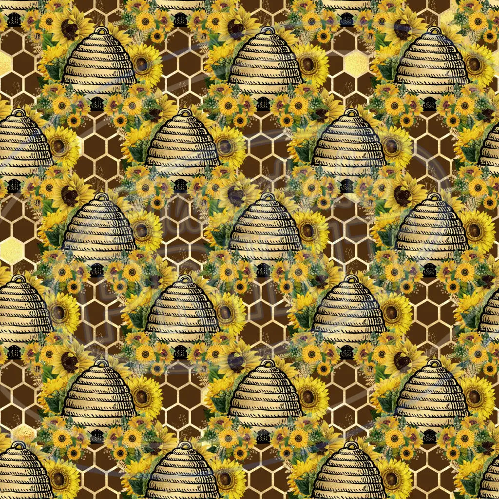 Sunflower Bees 001 Printed Pattern Vinyl