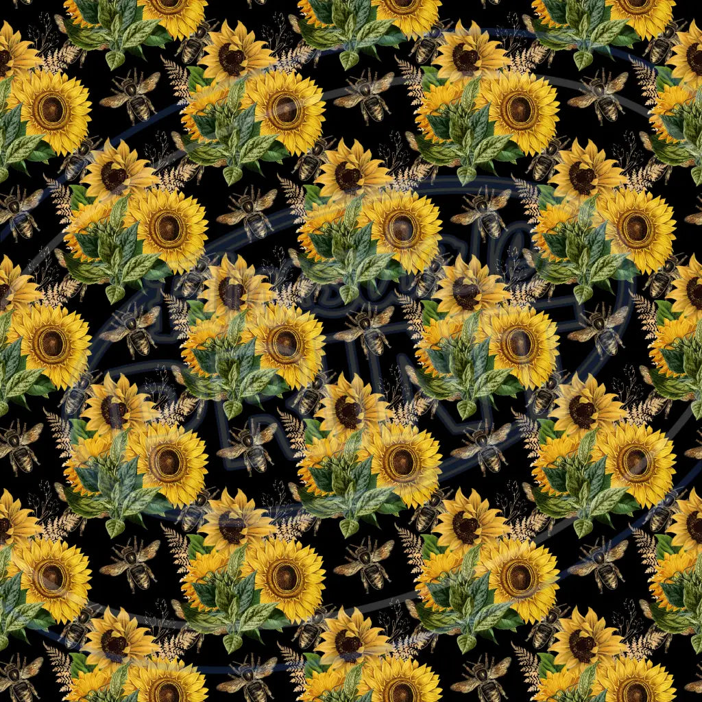 Sunflower Bees 006 Printed Pattern Vinyl