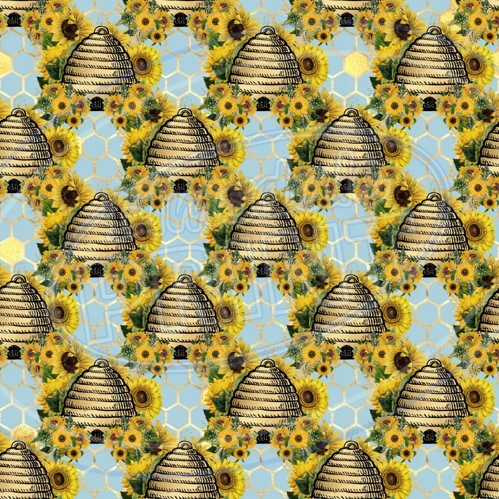 Sunflower Bees 011 Printed Pattern Vinyl