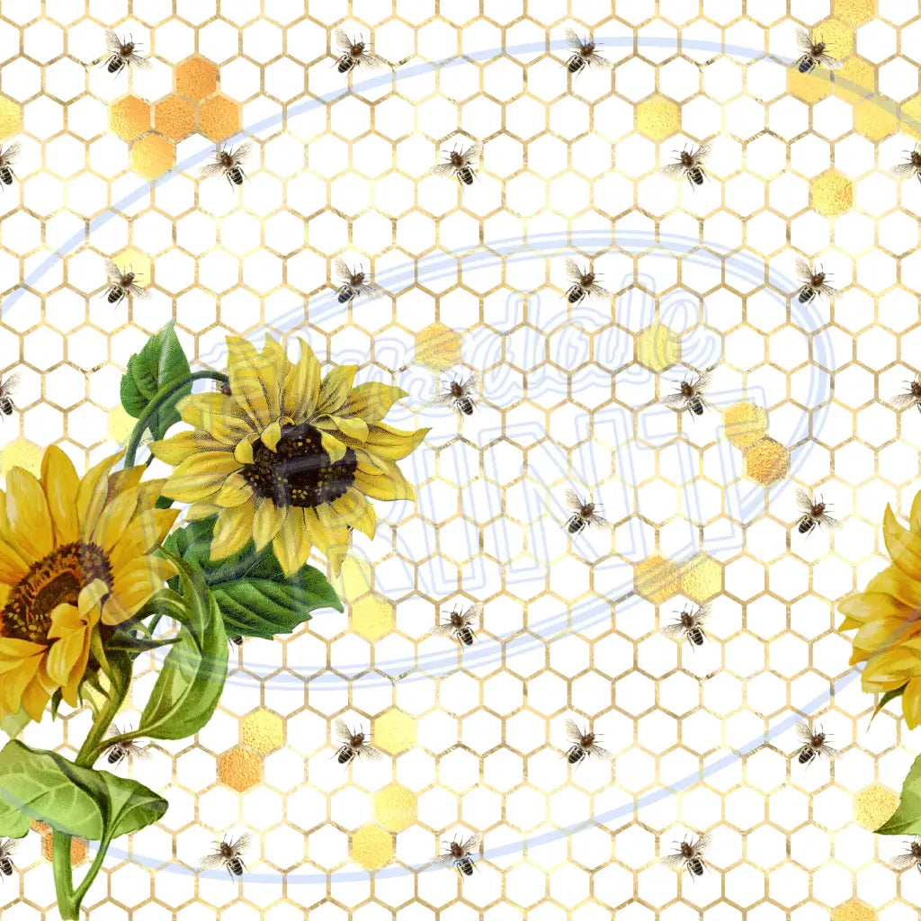 Sunflower Bees 013 Printed Pattern Vinyl