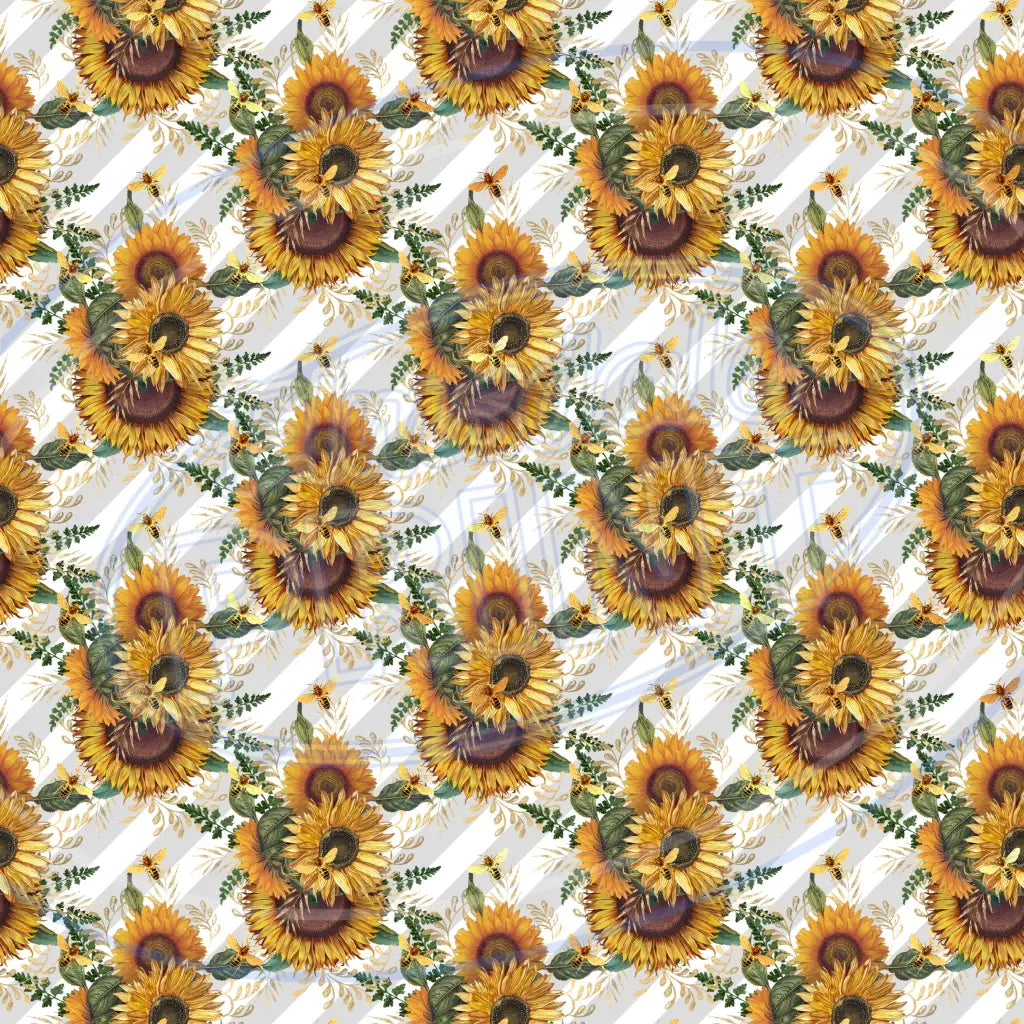 Sunflower Bees 016 Printed Pattern Vinyl
