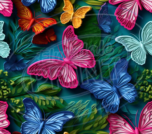 3D Butterflies 008 Printed Pattern Vinyl