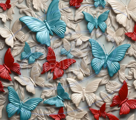 3D Butterflies 012 Printed Pattern Vinyl