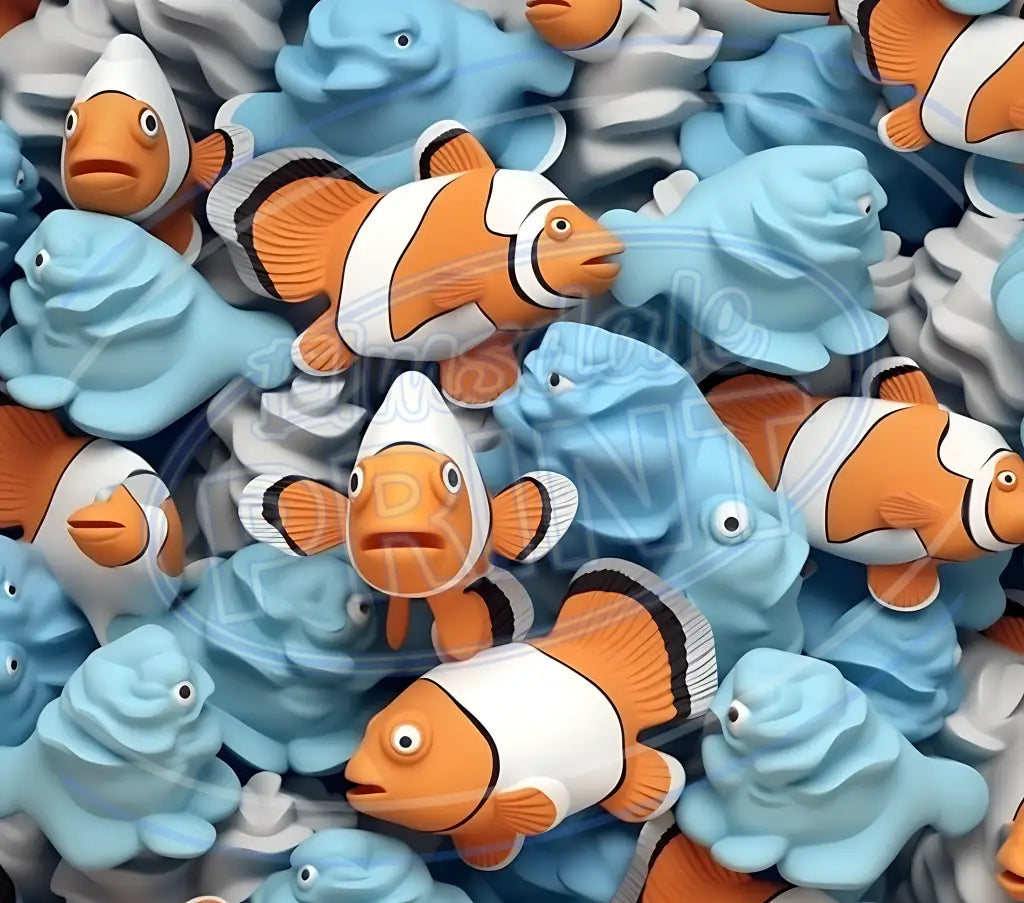 3D Clownfish 006 Printed Pattern Vinyl