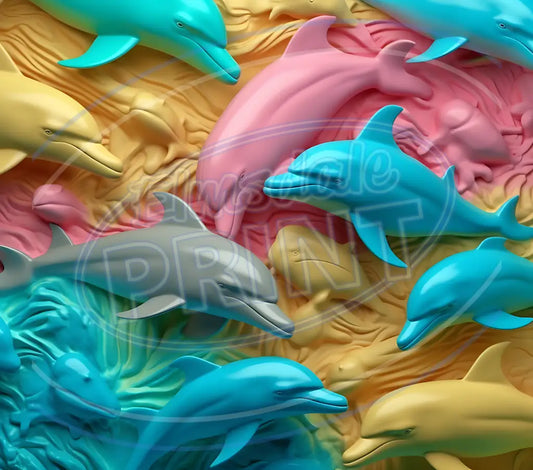 3D Dolphins 003 Printed Pattern Vinyl