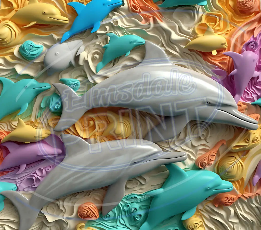 3D Dolphins 010 Printed Pattern Vinyl