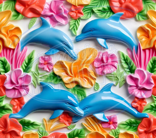 3D Dolphins 016 Printed Pattern Vinyl