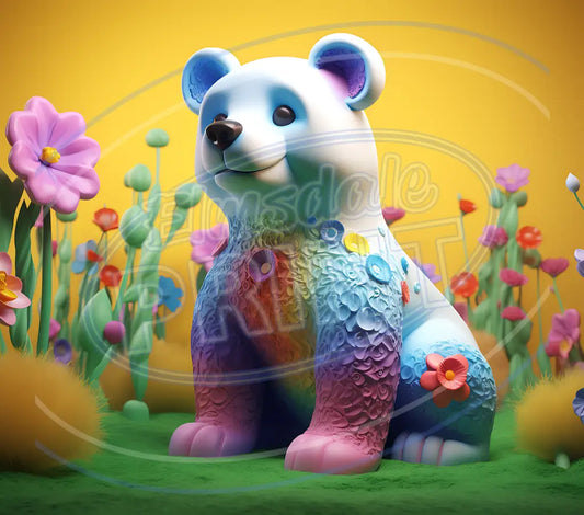 3D Floral Bears 002 Printed Pattern Vinyl