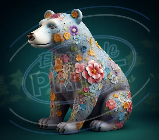 3D Floral Bears 004 Printed Pattern Vinyl