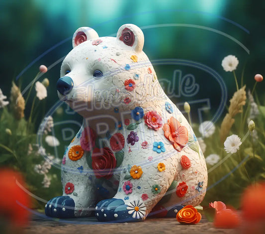3D Floral Bears 006 Printed Pattern Vinyl
