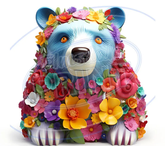 3D Floral Bears 011 Printed Pattern Vinyl