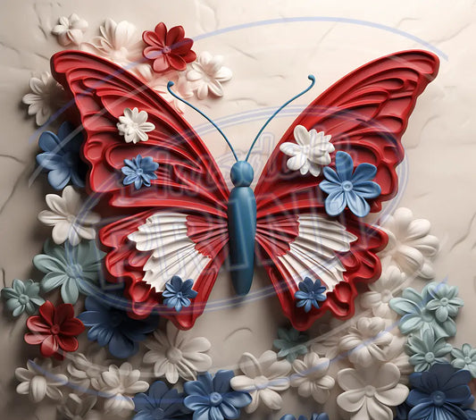 3D Patriotic Butterflies 001 Printed Pattern Vinyl