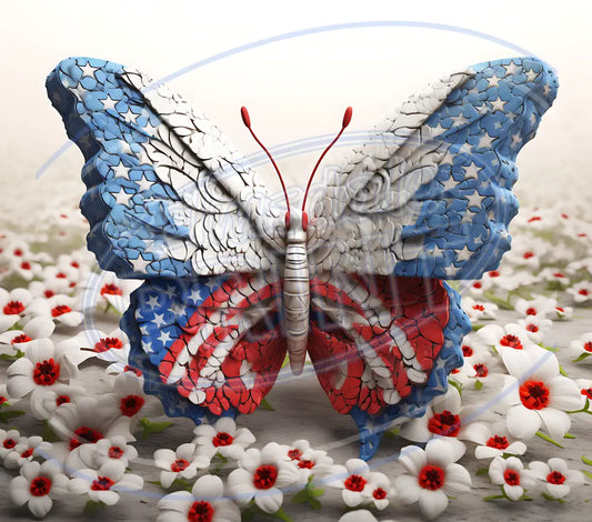 3D Patriotic Butterflies 002 Printed Pattern Vinyl