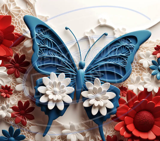 3D Patriotic Butterflies 012 Printed Pattern Vinyl