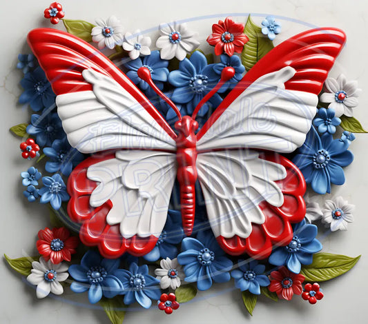 3D Patriotic Butterflies 013 Printed Pattern Vinyl