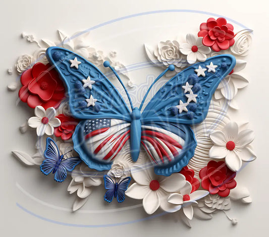 3D Patriotic Butterflies 017 Printed Pattern Vinyl