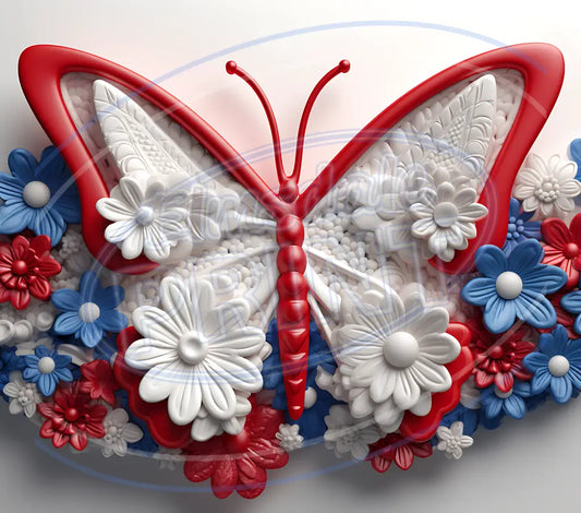 3D Patriotic Butterflies 025 Printed Pattern Vinyl