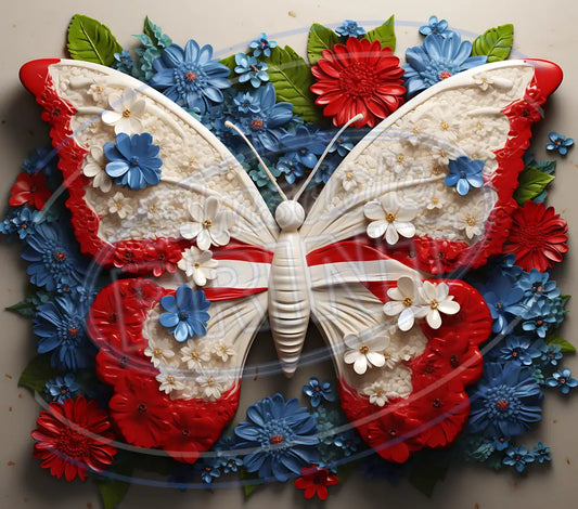 3D Patriotic Butterflies 026 Printed Pattern Vinyl