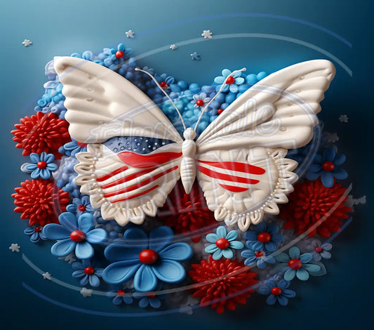 3D Patriotic Butterflies 030 Printed Pattern Vinyl