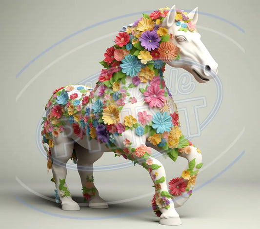 3D White Horses 015 Printed Pattern Vinyl