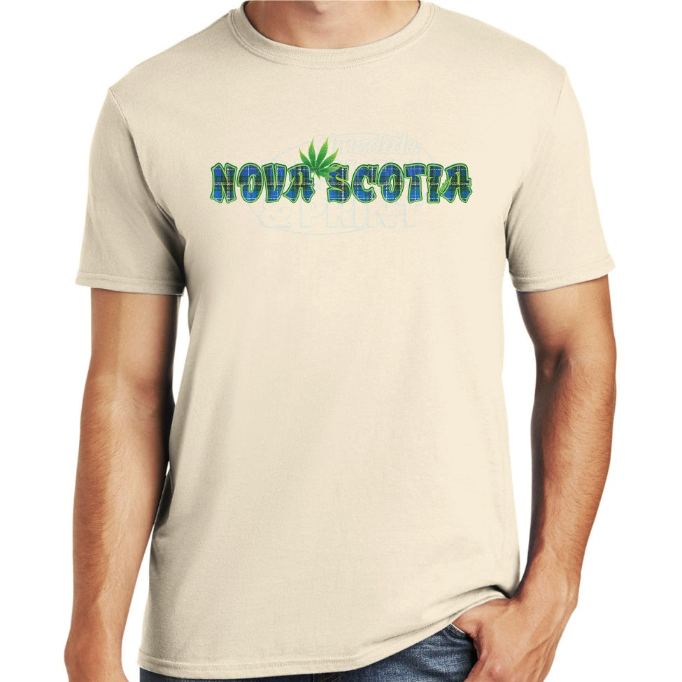 Nova Scotia Tartan Leaf: Tee Shirts - Sand / S