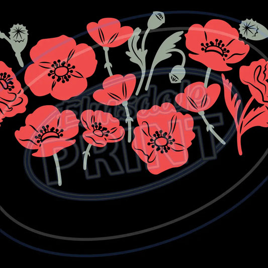 British Poppies 005 Printed Pattern Vinyl