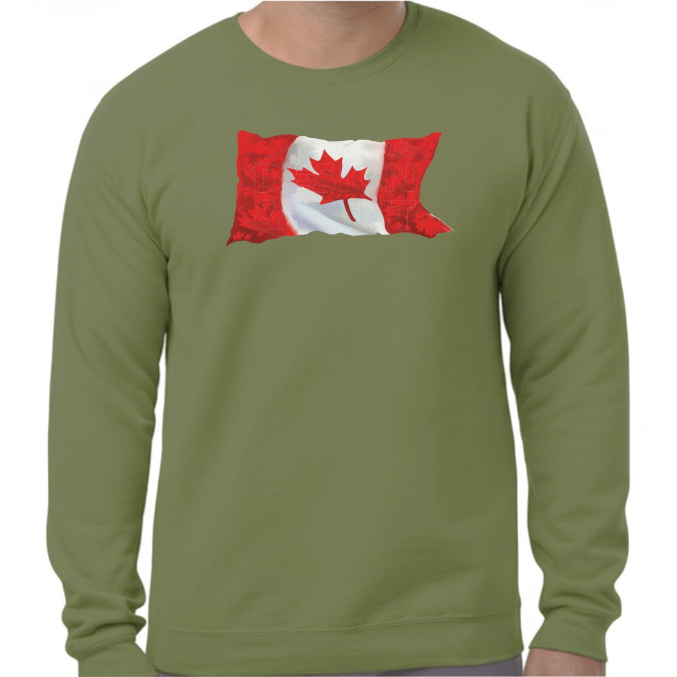 Canada Flag: Sweatshirts - Military Green / S
