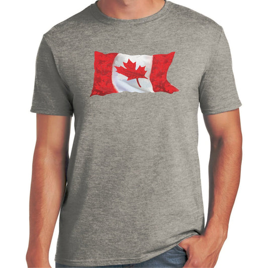 Canada Flag: Tee Shirts - Heather Grey / S