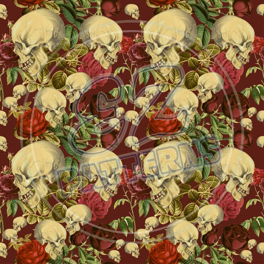 Creepy Crawly Skulls 010 Printed Pattern Vinyl