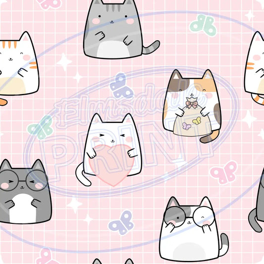 Cute Spring Kitties 001 Printed Pattern Vinyl