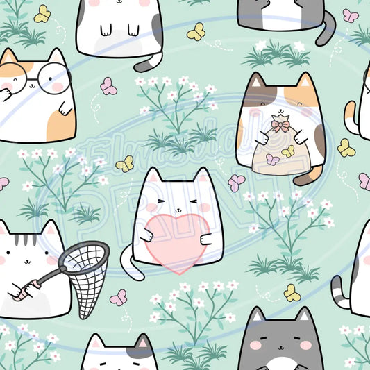 Cute Spring Kitties 008 Printed Pattern Vinyl