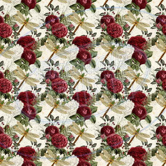 Dragonfly Rose 007 Printed Pattern Vinyl