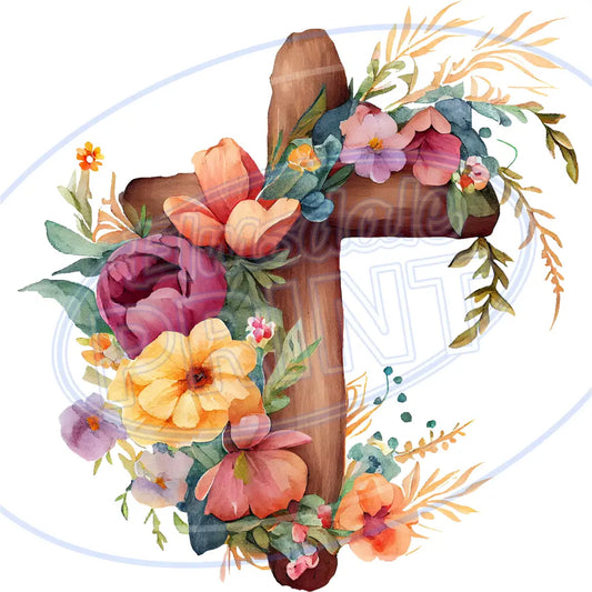 Floral Cross 006 Printed Pattern Vinyl