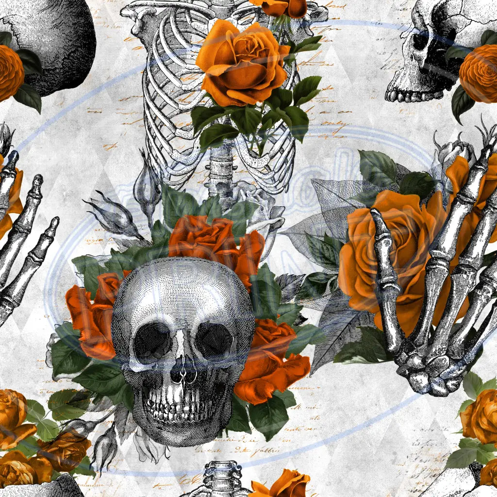 Floral Skulls 002 Printed Pattern Vinyl