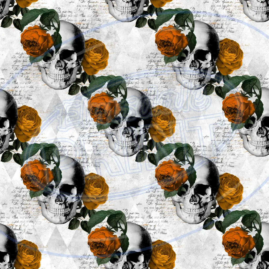 Floral Skulls 005 Printed Pattern Vinyl