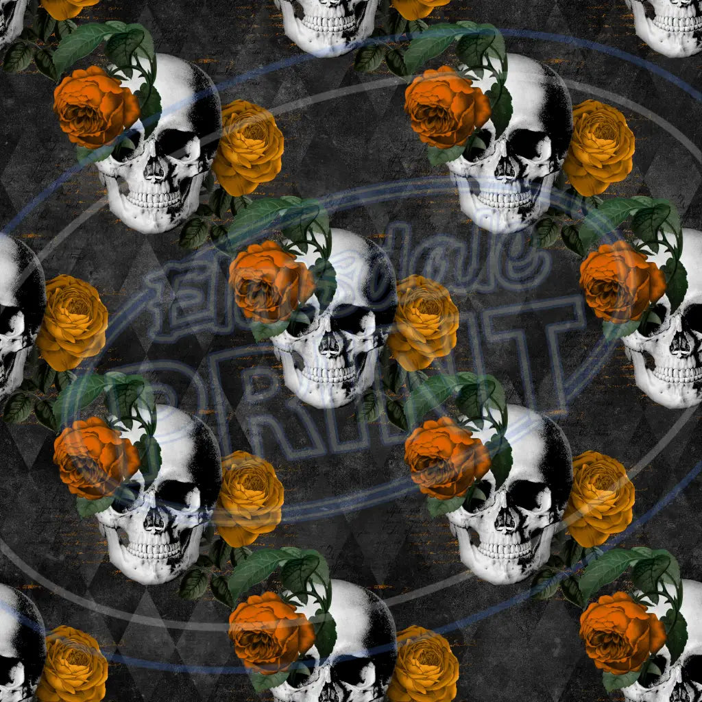 Floral Skulls 006 Printed Pattern Vinyl