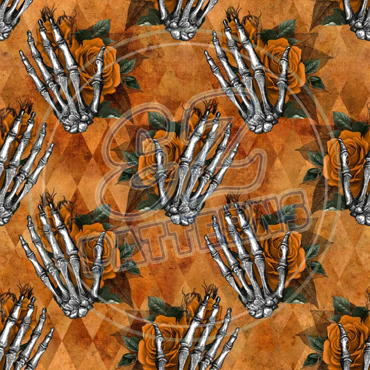 Floral Skulls 008 Printed Pattern Vinyl