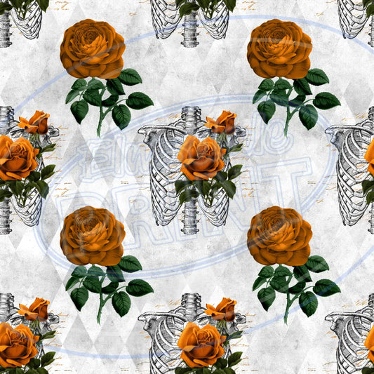Floral Skulls 009 Printed Pattern Vinyl