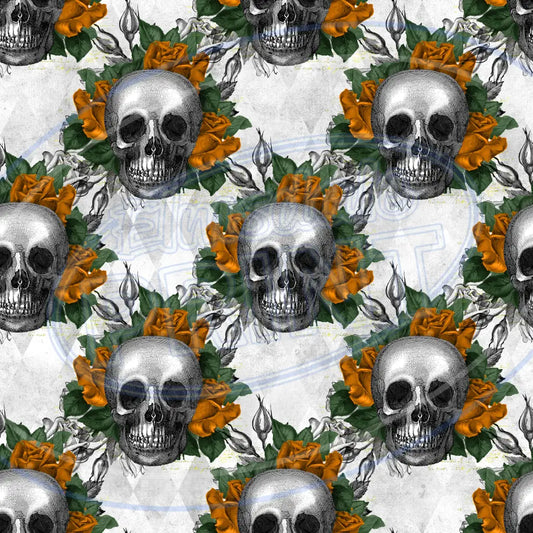 Floral Skulls 013 Printed Pattern Vinyl