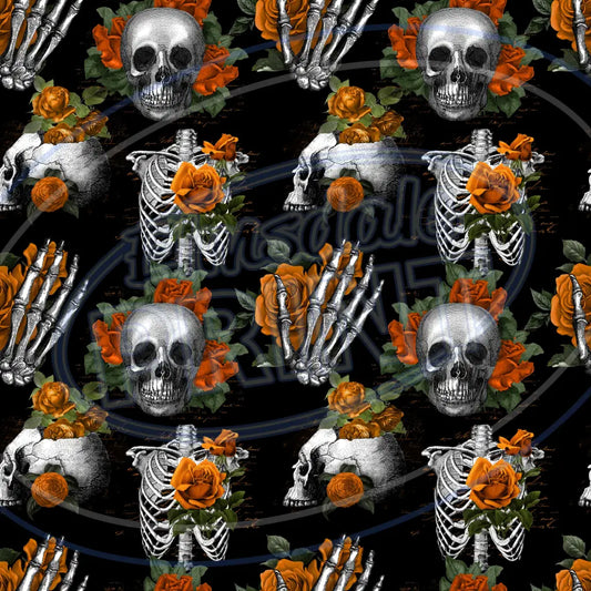 Floral Skulls 014 Printed Pattern Vinyl